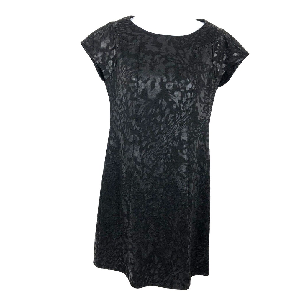 Donna Morgan Dress Black Size 6 Floral all over Print Lace Sheath zip back